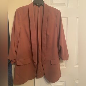 Express salmon oversized blazer with cropped sleeves